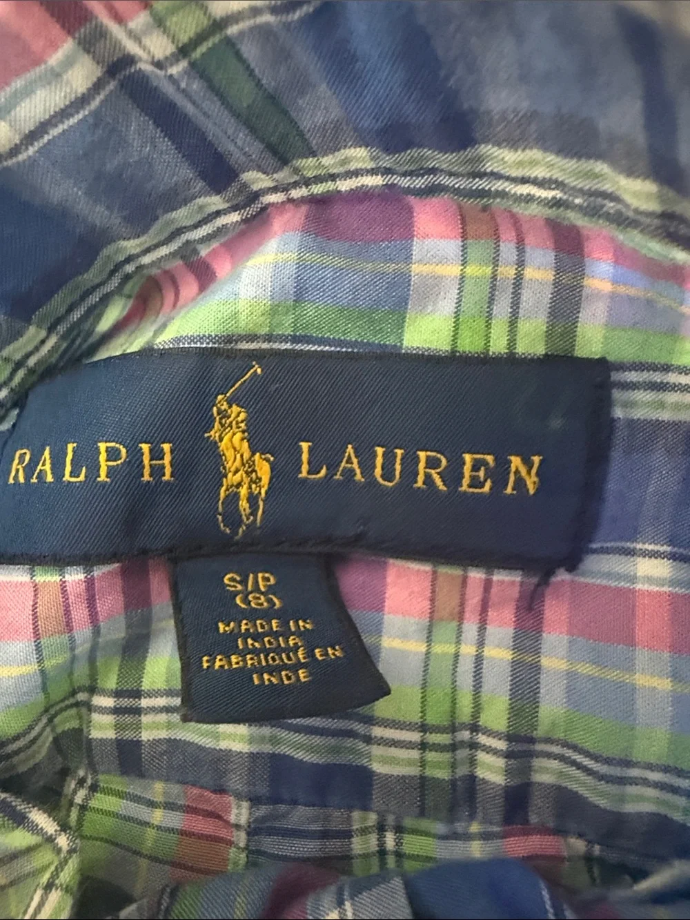 Ralph Lauren Blue Pink Green Plaid Button-Down Shirt